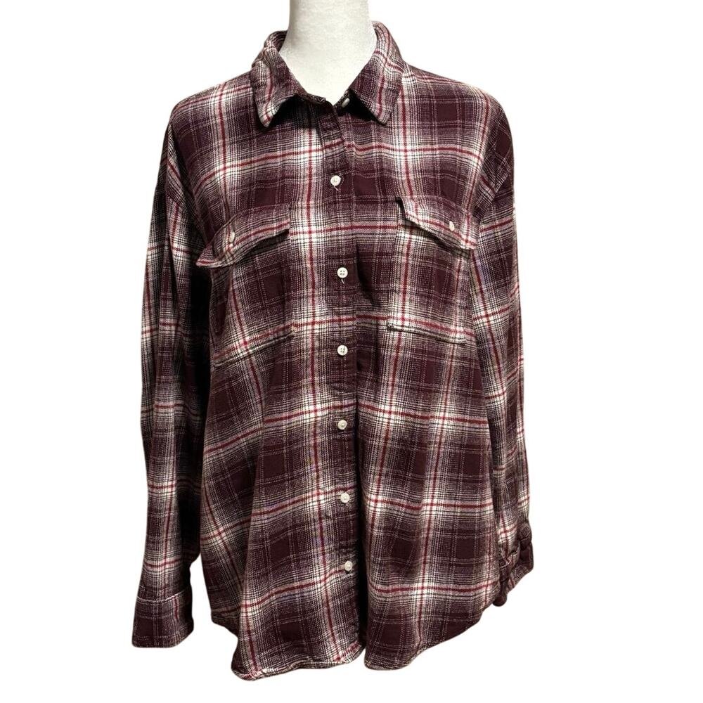 🌻2/$20 Old Navy L The Boyfriend Shirt Plaid Flannel Button Up